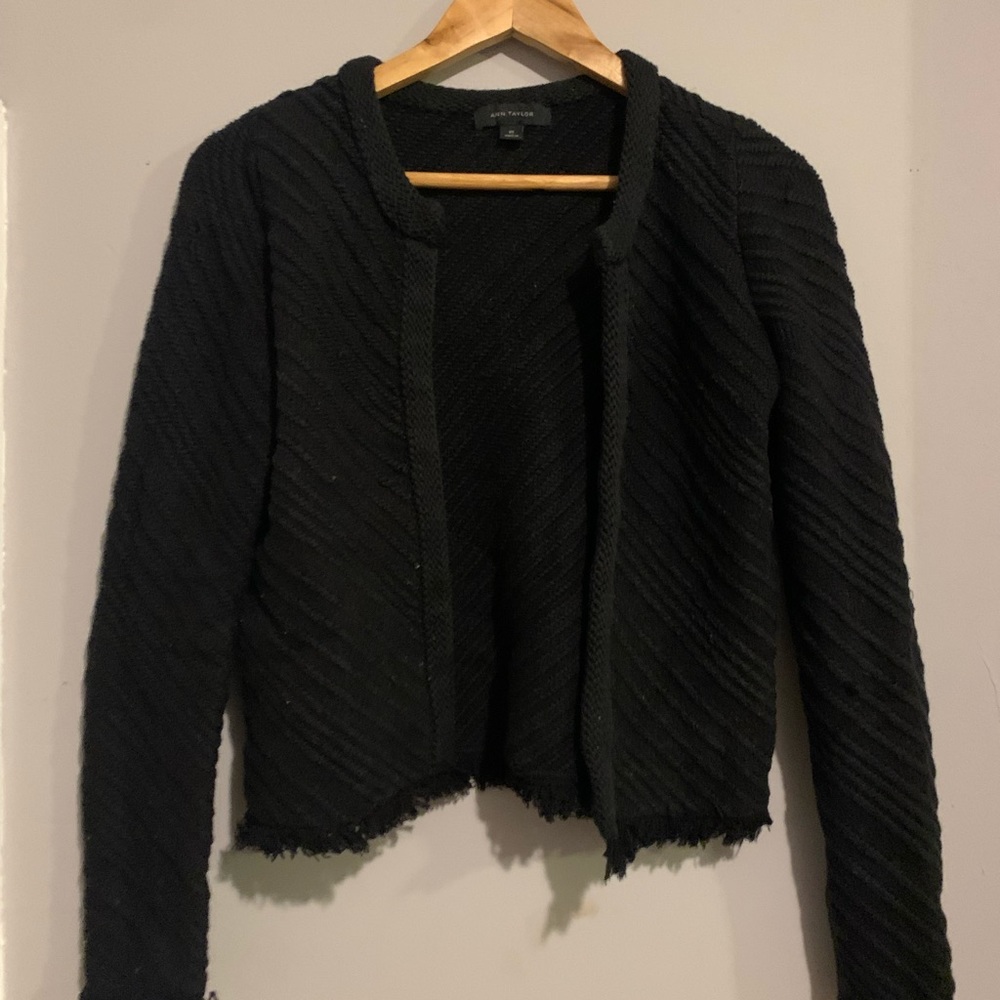 Ann Taylor black knit cardigan sweater